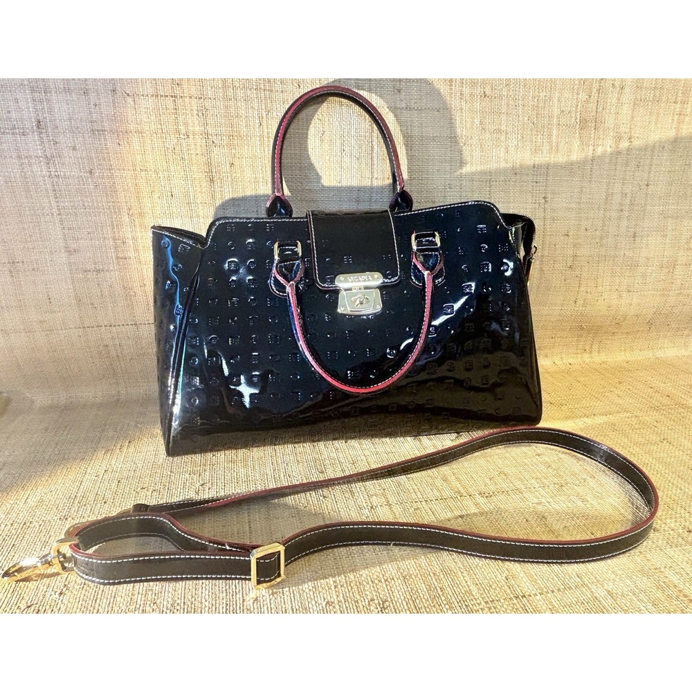 Arcadia Black Patient Leather Handbag Italy